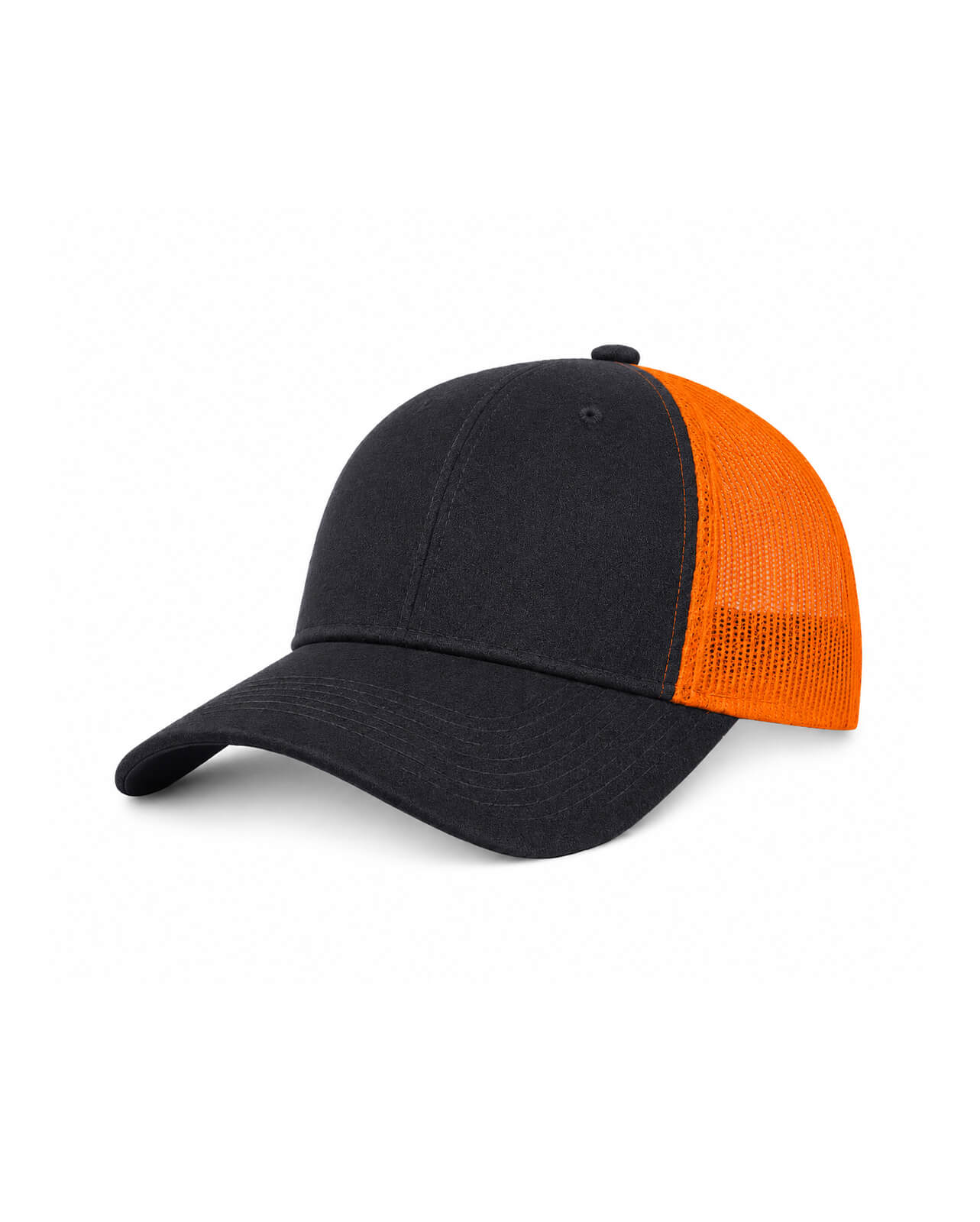 Trucker Cap | Black & Orange Adjustable Mesh Cap for Custom Patches