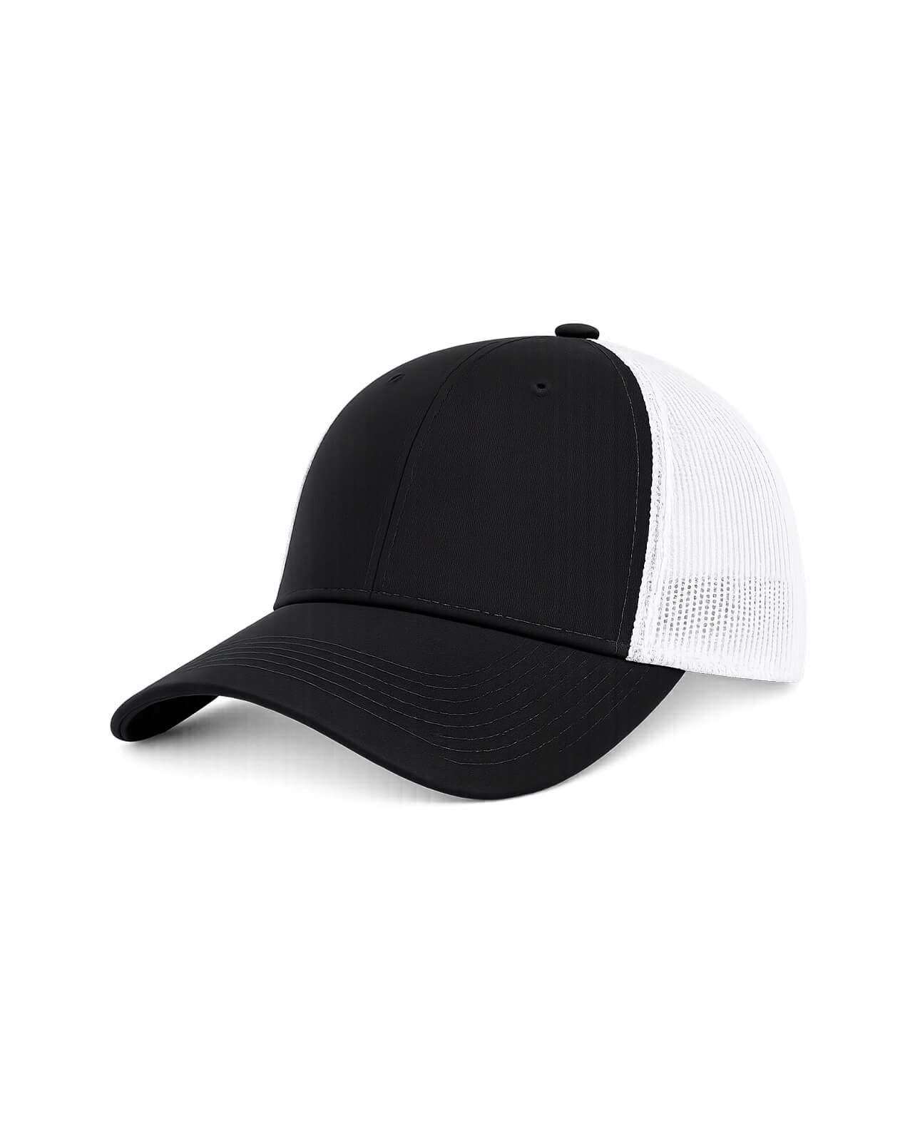 Trucker Cap | Black & White Adjustable Mesh Cap for Custom Patches