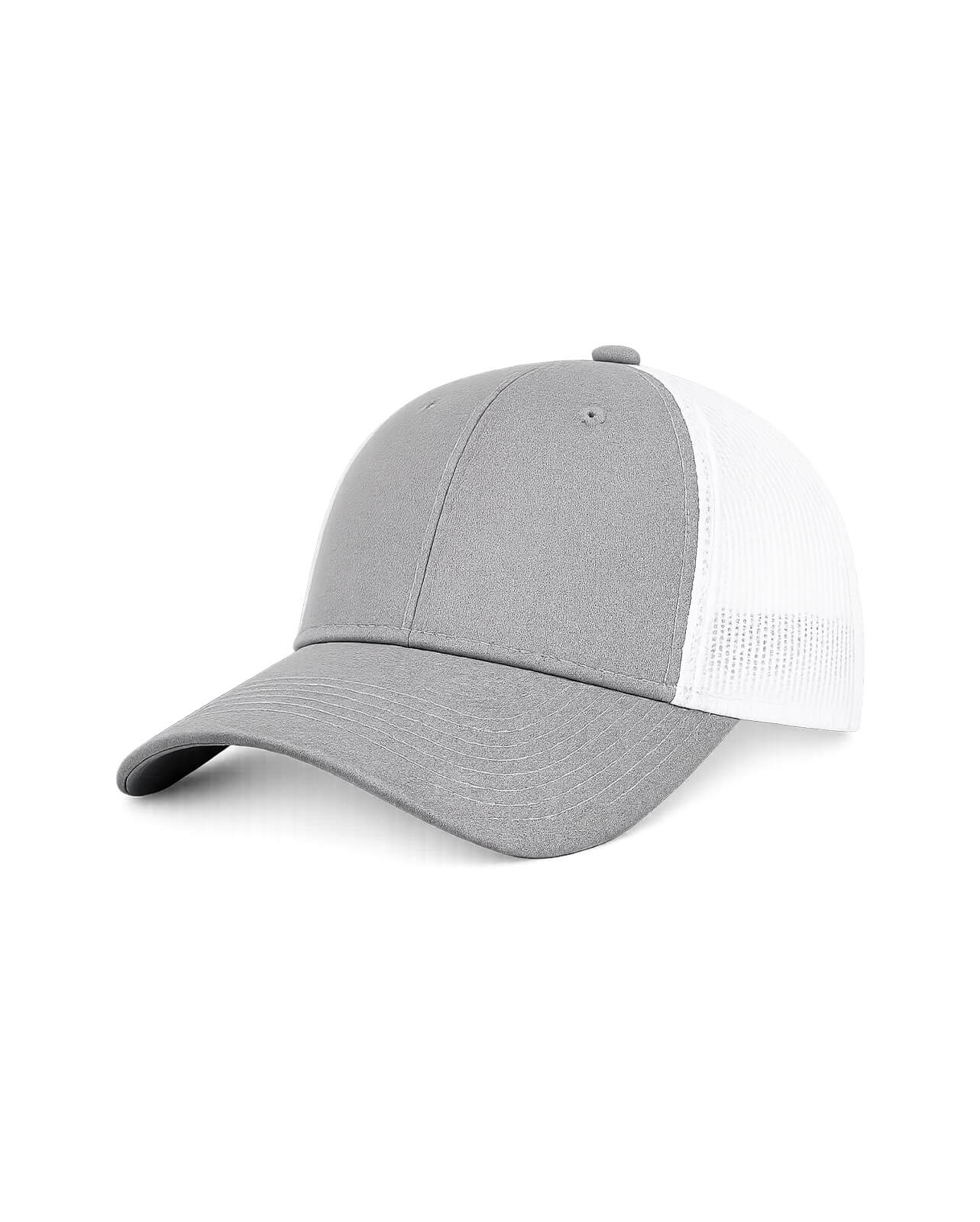 Trucker Cap | White & Grey Adjustable Mesh Cap for Custom Patches